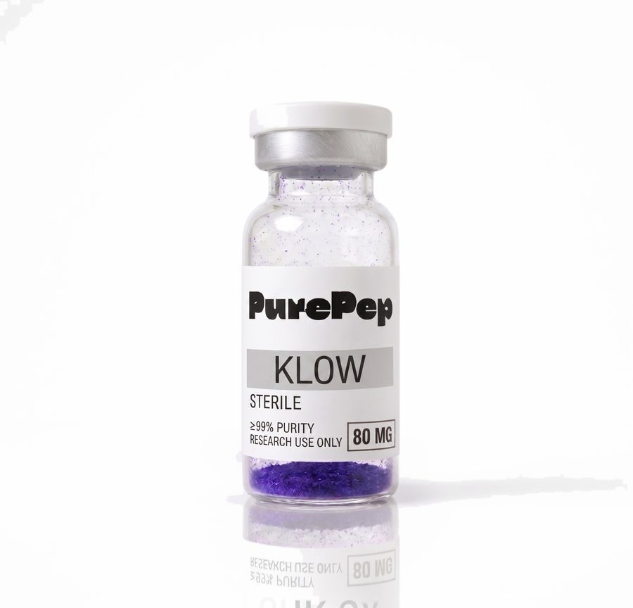 Flacon Klow80 PurePep Labs, étiquette verte, pureté HPLC ≥99%
